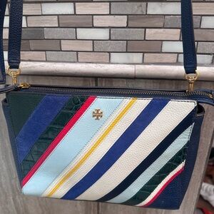 Tory Burch Striped Crossbody Bag in Blue and White